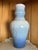Vintage Art Deco Blue Ombre Ceramic Tall Vase Textured Floral Patterns Glossy Finish For Sale In New York - Image 6 of 7