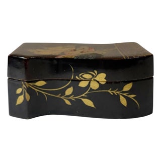 Large Early 19th Century Chinese Black Lacquer Scroll Form Box For Sale