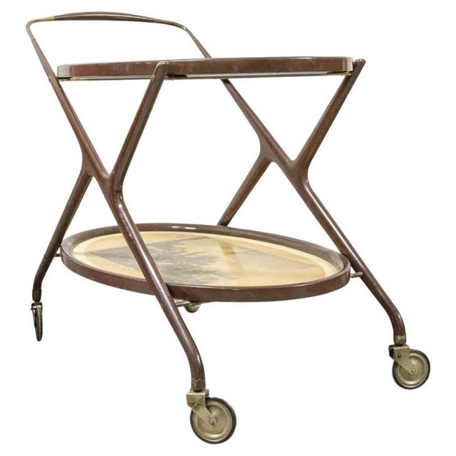 Metal Vintage Cart in the style of Cesare Lacca, Italy, 1950s For Sale - Image 7 of 7