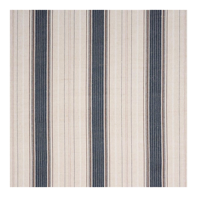 Sample - Schumacher Idris Stripe Fabric In Indigo For Sale