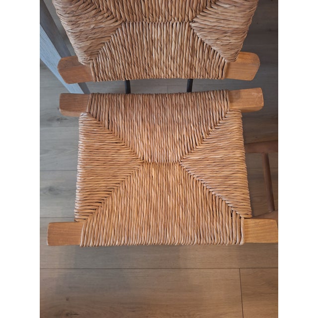 Mid-Century Victor Courtray Style Woven Swivel Dining Chairs - Set of 3 For Sale - Image 4 of 9