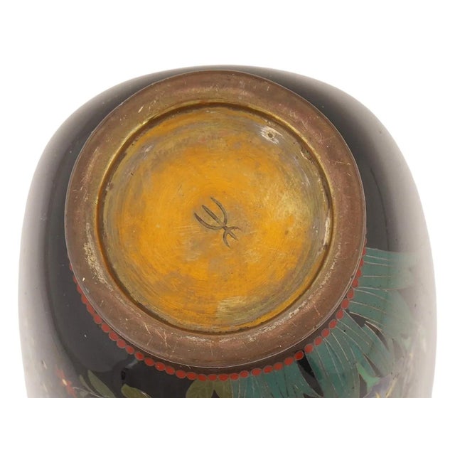 Silver Meiji Japanese Cloisonne Enamel Silver Wire Signed Botanical Garden Vase For Sale - Image 8 of 8