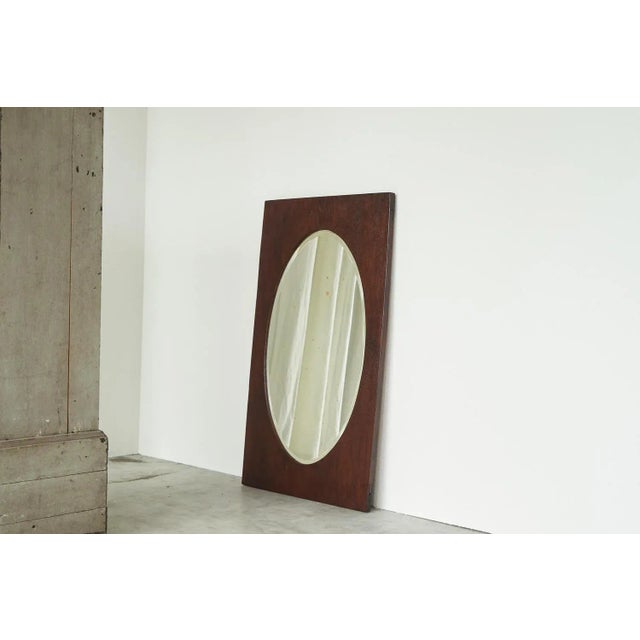 Large Oval Facetted Mirror with Rectangular Oak Frame, 1920s For Sale - Image 6 of 11