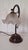 1970s Vintage Table Lamp with Patinated Brass Frame on Maple Base and Adjustable Decorated Glass Shade, 1970s For Sale - Image 5 of 6