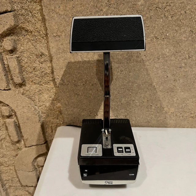 Metal 1970s Cosmo Time Folding Portable High Intensity Desk Lamp & Digital Alarm Clock For Sale - Image 7 of 11