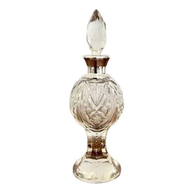 Edwardian Silver Mounted Cut Glass Bottle, 1900s For Sale
