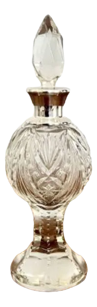 Edwardian Silver Mounted Cut Glass Bottle, 1900s