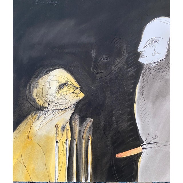 Gary Hansmann, Modern Figurative Surrealism Watercolor, Drawing - "The Dressers", 1988 For Sale - Image 4 of 10