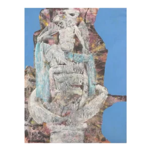 Mid 20th Century Original Modern Figurative Blue Oil Painting by Don Stacy