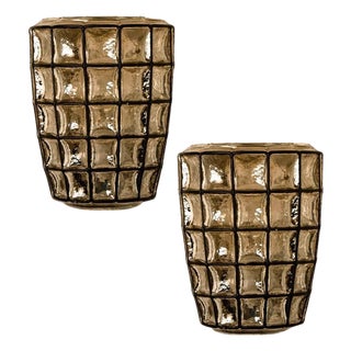Iron and Bubble Glass Sconces attributed to Limburg, 1960, Set of 2 For Sale