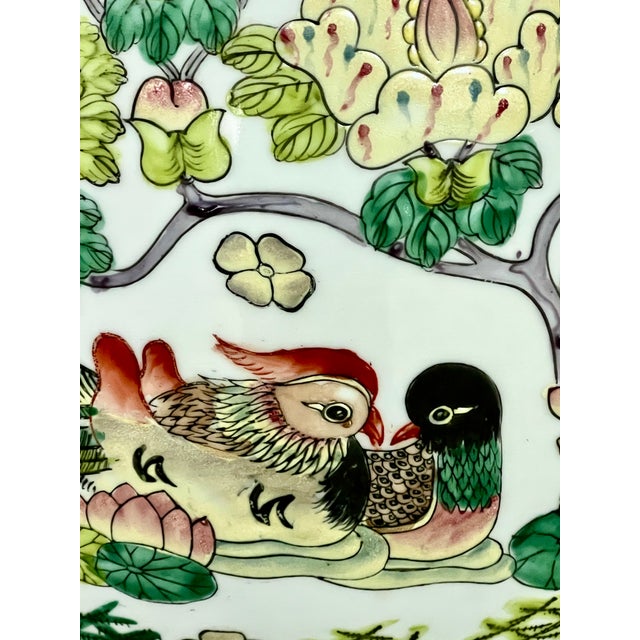 Large Chinese White Enamelled Porcelain Lotus Pond Planter / Jardiniere, Goldfish, Ducks and Flowers (Republic Period) For Sale - Image 11 of 15