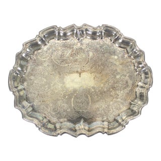 Vintage Silver Plated Footed Serving Platter Tray With Feet For Sale