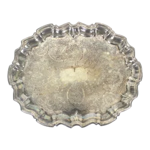 Vintage Silver Plated Footed Serving Platter Tray With Feet