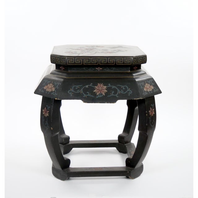Pair of Chinese Chinoiserie Lacquered & Painted Side Tables, Circa 1970 For Sale In New York - Image 6 of 14