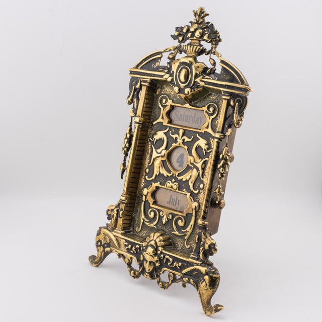 19th Century English Baroque Revival Brass Perpetual Desk Calendar For Sale - Image 12 of 17