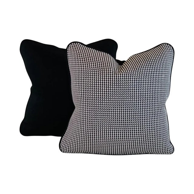 Textile P. Kaufmann Waverly Black Solid Cotton Pillow Covers- a Pair For Sale - Image 7 of 9