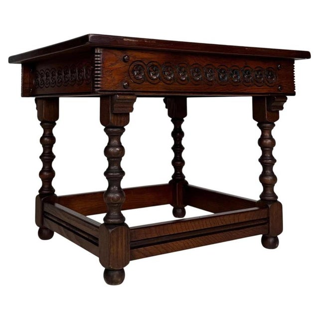 Small Early 20th Century Antique English Oak Side Table For Sale - Image 11 of 11