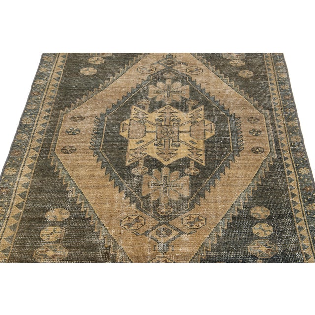 Gray Geometric Designed Persian Vintage Wool Rug For Sale - Image 4 of 8
