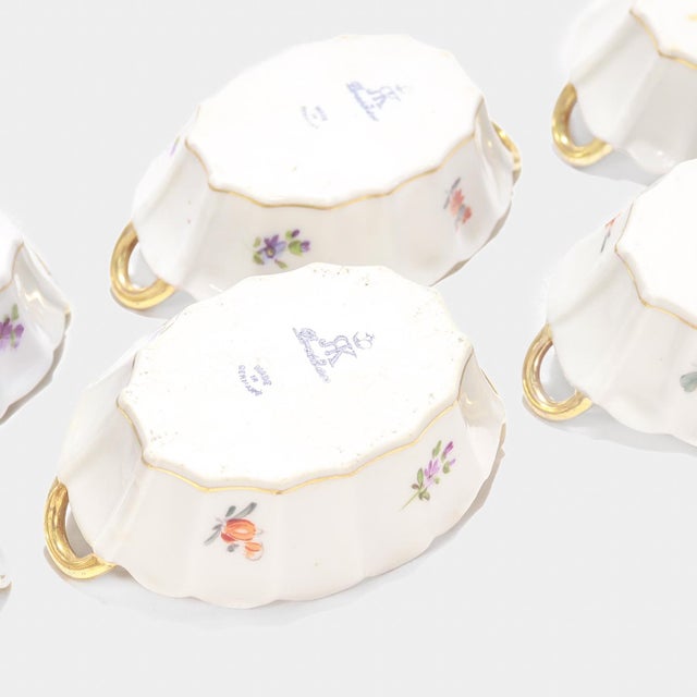 Early 20th Century Signed Richard Klemm Dresden Porcelain Condiment Serving Bowls - Set of 6 For Sale In Philadelphia - Image 6 of 8