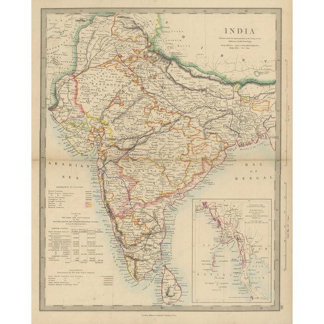 Antique Map of India with Railways Sanctioned by the East India Company, 1858 For Sale - Image 9 of 9