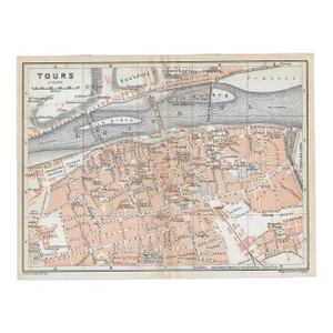 Antique Map of Tours France