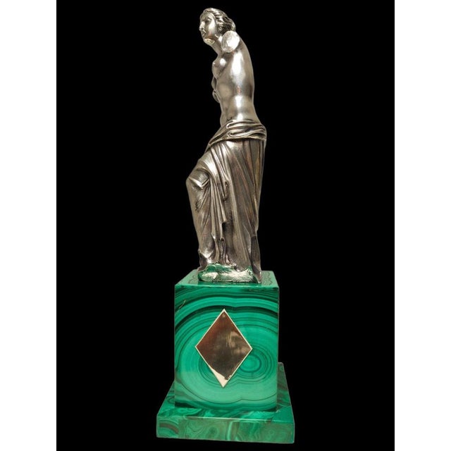 Sculpture of Venus, 20th Century, Silver on Malachite Base For Sale - Image 13 of 14