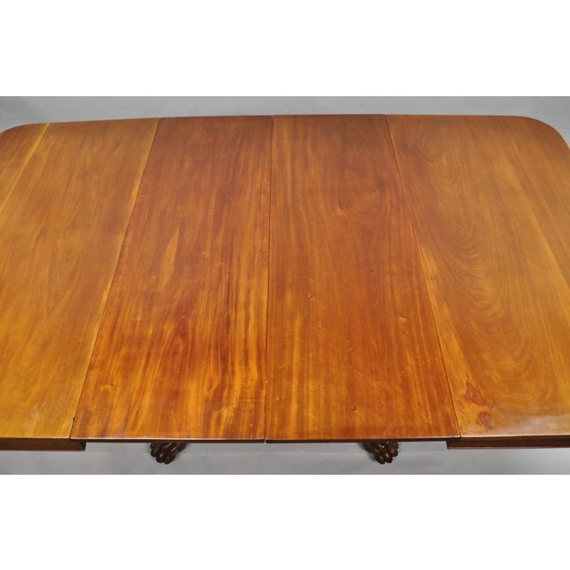 Antique American Empire 54" Square Mahogany Paw Foot Pedestal Base Dining Table For Sale - Image 15 of 18