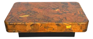 1970s Organic Modern Copper & Brass Inlaid Coffee Table on Ebonized Base