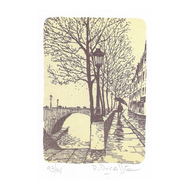 1950s Paul Ducasse Parisian Street Scene Lithograph For Sale
