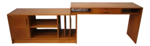 Teak Expandable 2 Pc. Stereo Record Desk Cabinet Denmark (A)