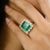 Zambian Emerald Halo Diamond Statement Ring in 18k Solid Gold Size 5.5 For Sale In New York - Image 6 of 12