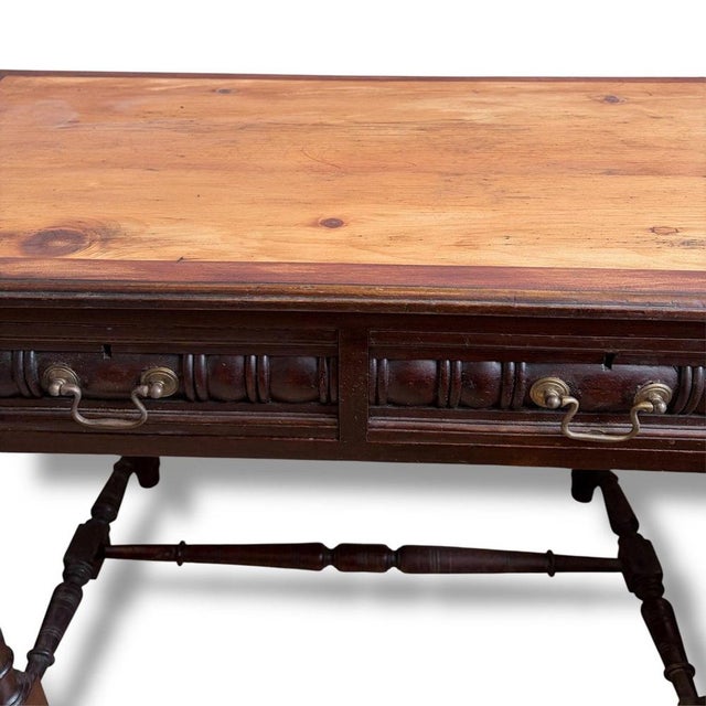 Mahogany, Pine and Oak Console Table with Drawers For Sale - Image 9 of 10