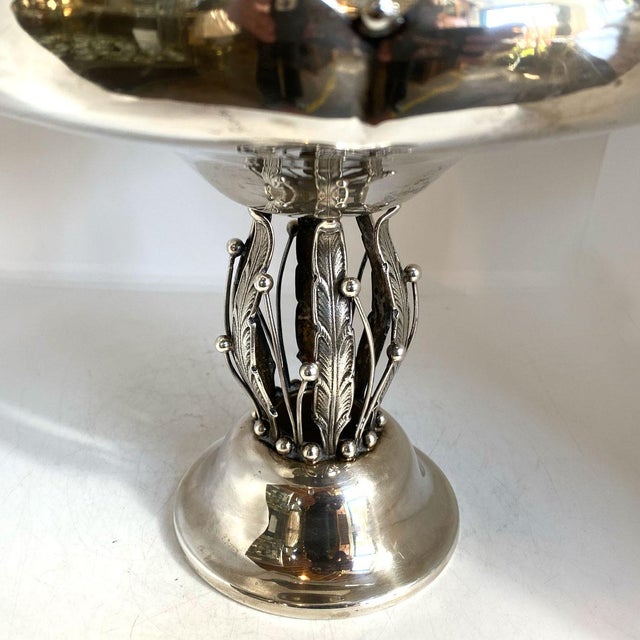 Silver Antique 1920s American Woodside Art Nouveau Sterling Silver Leaf and Berry Compote For Sale - Image 8 of 11