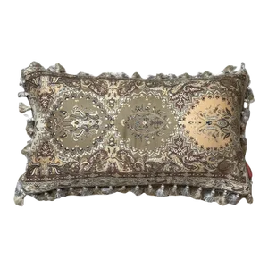 Etro Tan Paisley Vintage Silk Scarf Pillow