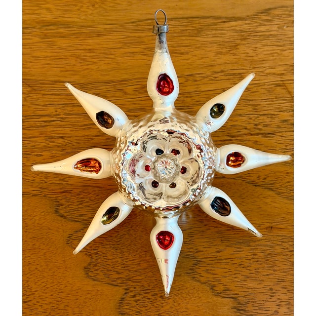 Glass Vintage German Sputnik Mercury Glass Ornament For Sale - Image 7 of 10