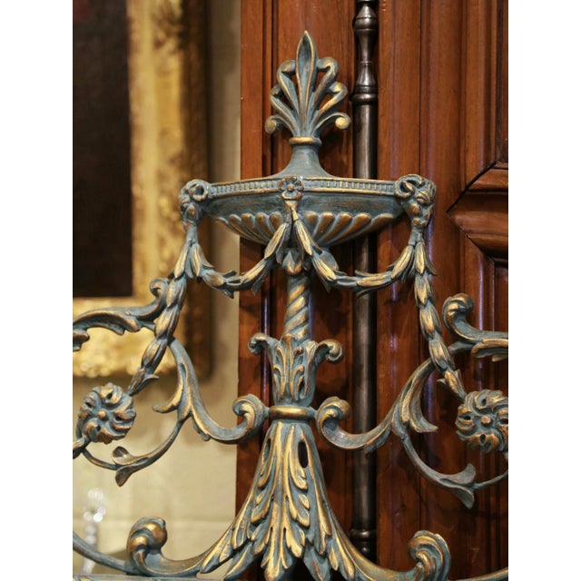 Wood Vintage Regency Style Verdigris and Gilt Wall Mirror With Smoked Glass For Sale - Image 7 of 10