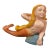 Folk Art Carved Wood Mermaid Sculpture With Gold Haier and Orange Tail and Glass Eyes For Sale