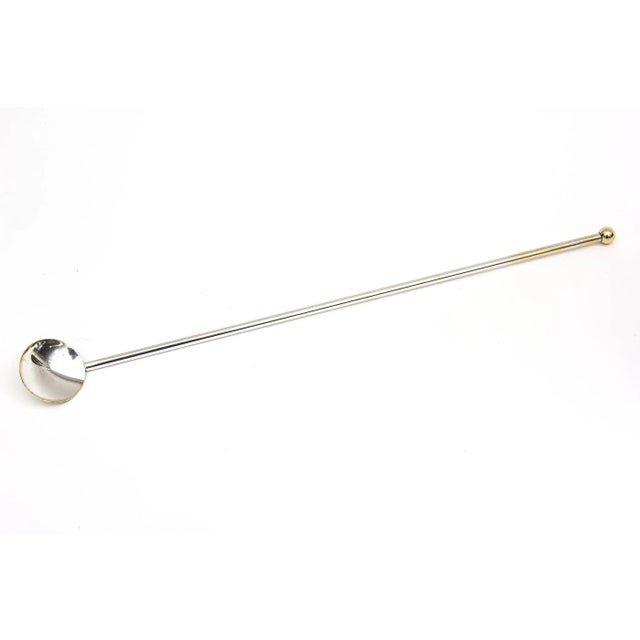 Metal Vintage Italian Signed Silver Plate Modernist Martini Pitcher With Long Spoon, 1970's For Sale - Image 7 of 10