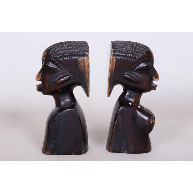 Vintage African Bookends in Lacquered Ebony, 1920s, Set of 2 For Sale - Image 3 of 11