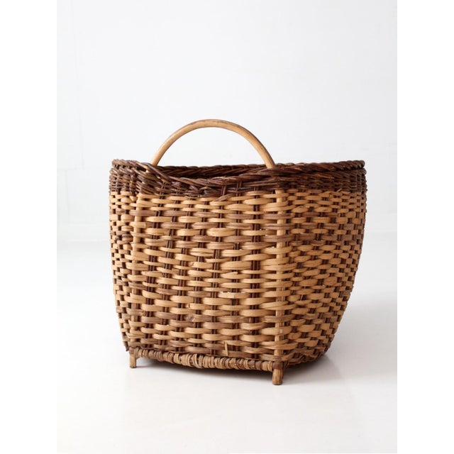 Vintage Large Wicker Gathering Basket For Sale - Image 10 of 15