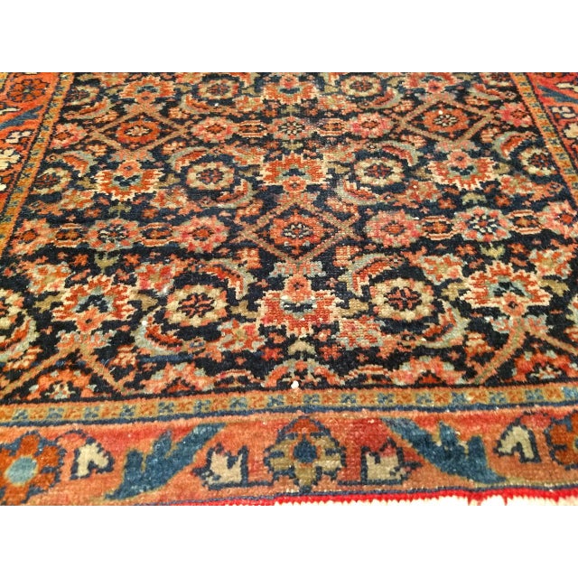 1900 - 1909 Antique Persian Farahan Accent Rug, Hand-Knotted Wool, Allover Herati Pattern, Navy & Red, 2x3 For Sale - Image 5 of 10