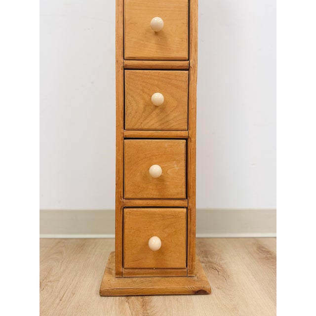 Late 20th Century Vintage Pine Six Drawer Narrow Vertical Apothecary Cabinet Storage For Sale - Image 5 of 12