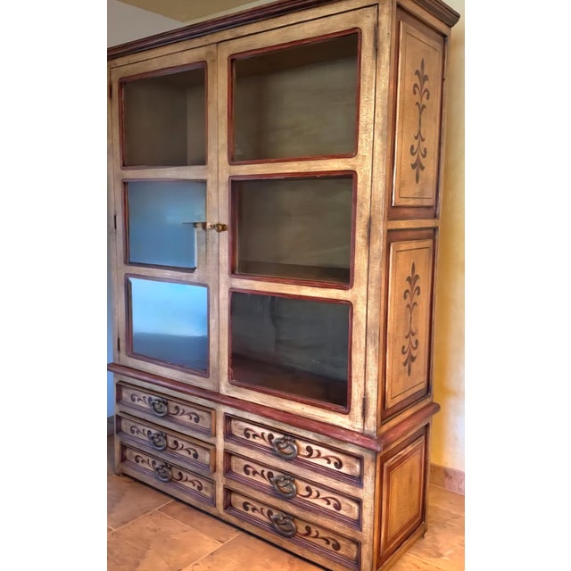 Vintage Mid-Century Style Dupuis Mexico Hand-Crafted Wood Trinchador Hutch Cabinet Command an entire room with this...