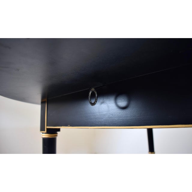 Baker Furniture Faux Bamboo Extendable Dining Table Black Lacquer With Gold Accents For Sale - Image 14 of 14