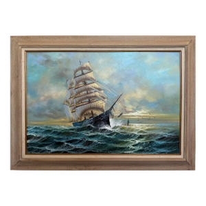 Late 20th Century Preston Willis - Original Marine Oil Painting Tall Ship Nautical Seascape