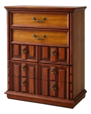 1970s Traditional Revival Five-Drawer Chest in the Manner of Drexel – Warm Brown Mahogany Finish