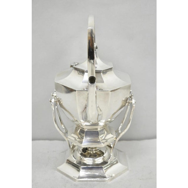 Antique Wilcox Art Deco Silver Plated Tilting Coffee Teapot on Stand "m.g.r." For Sale - Image 14 of 18