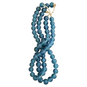 Steel Blue Jumbo Sea Glass Bead Strands - a Pair