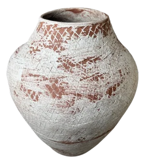 Large Japanese Organic Terracotta Jar Vase, 1940s