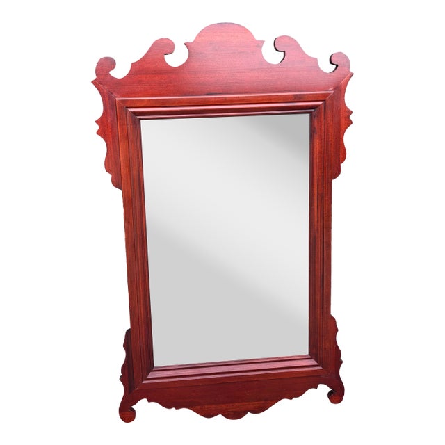 Vintage Large Chippendale Double Bevel Glass Wall Mirror For Sale